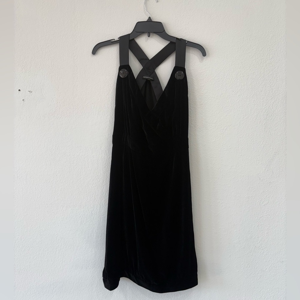 Emporio Armani Black Velvet Cross-Back Dress